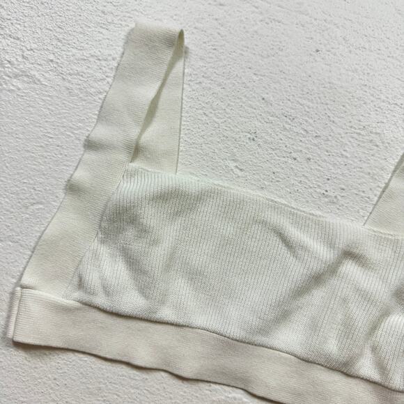 Fashion Nova White Rib Knit Crop Tank Bralette, Size Medium - Picture 2 of 6